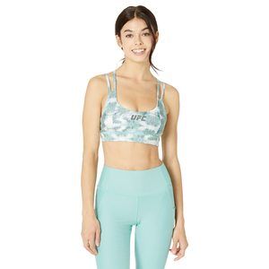 UFC Quartz Print Strappy Sports Bra Slate Green LG
